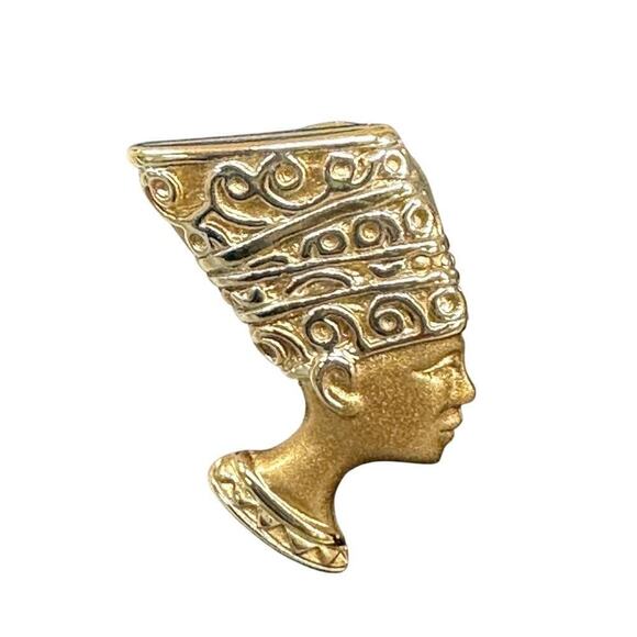 Vtg Earrings Egyptian Nefertiti Pharaoh Queen Post Style Pierced 80s - Picture 2 of 4